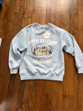 Bailey Rose Light Blue Aspen Ski Camp Colorado Crewneck Sweatshirt